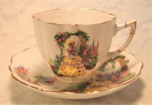 Victoria C&E English Bone China Lady in Yellow Dress